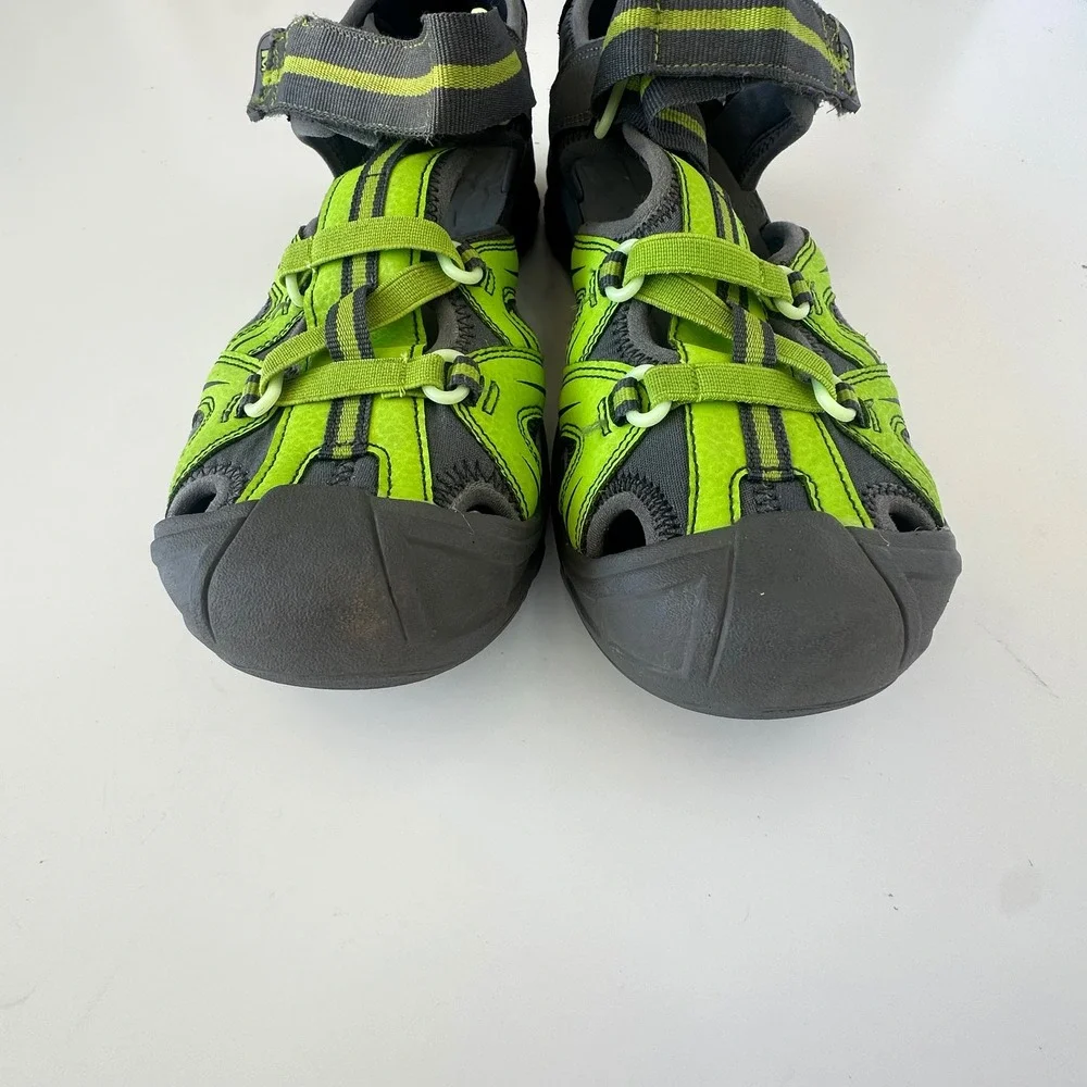 Merrell Hydro Boys' Size 7W Gray & Green Water Sport Sandals Shoes Hook and Eye‎